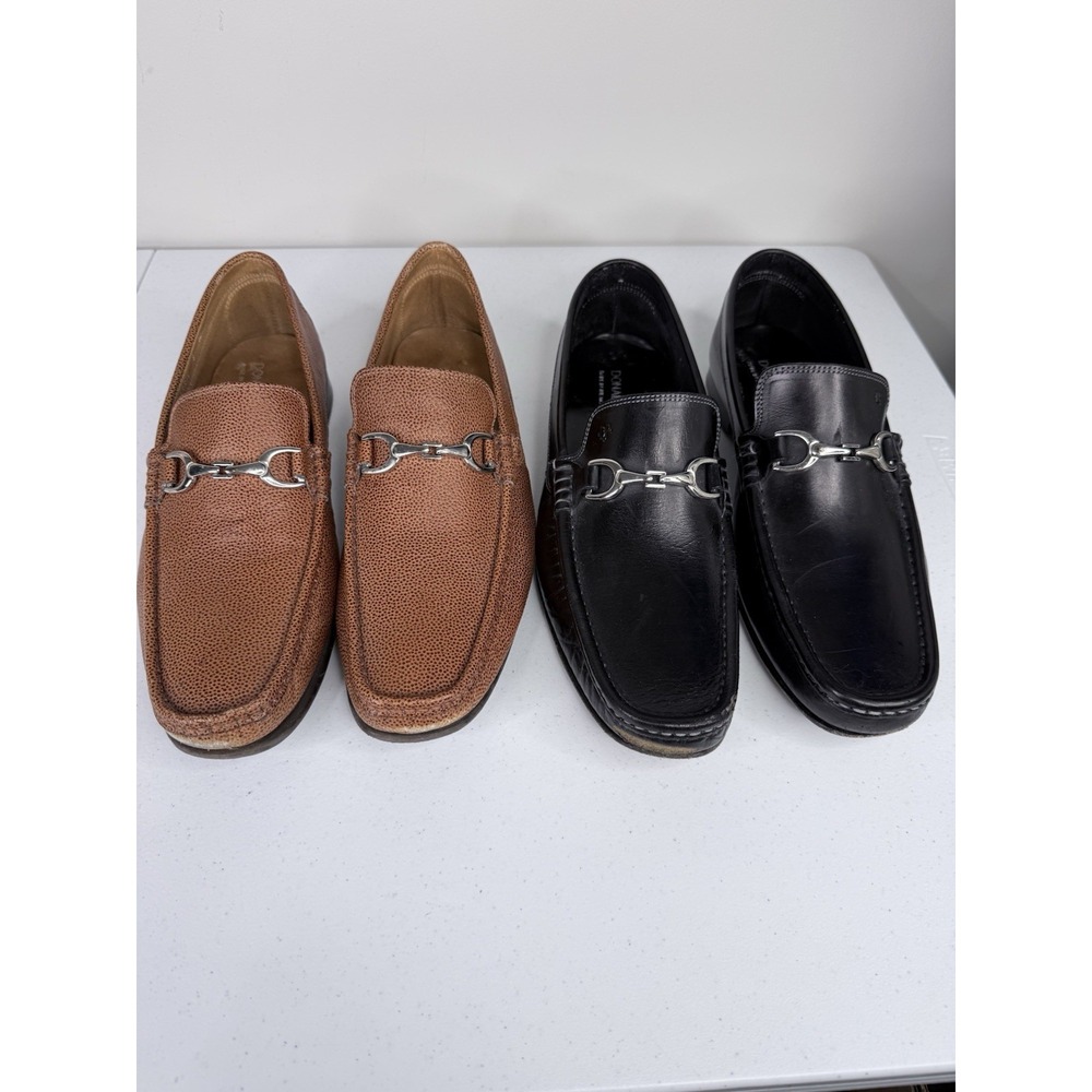 Donald Pliner Lot of 2 Loafers Shoes Mens Size 12 Black Brown Leather Horsebit